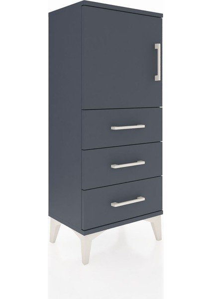 Arges Komodin 2 Raflı 3 Çekmeceli Tek Kapaklı 44X30X106 Antrasit-Antrasit fiyatları