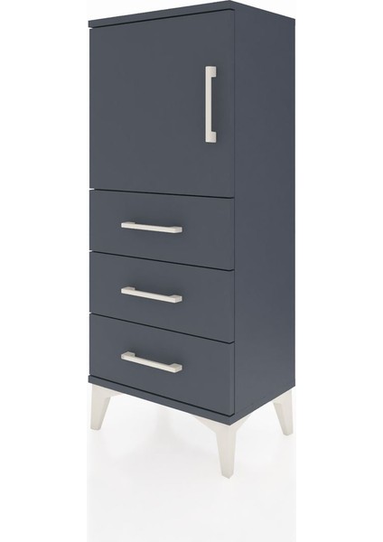 Arges Komodin 2 Raflı 3 Çekmeceli Tek Kapaklı 44X30X106 Antrasit-Antrasit modelleri