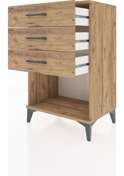 Hyperion Komodin 3 Çekmeceli 60X44X96 Çam-Çam fırsatları