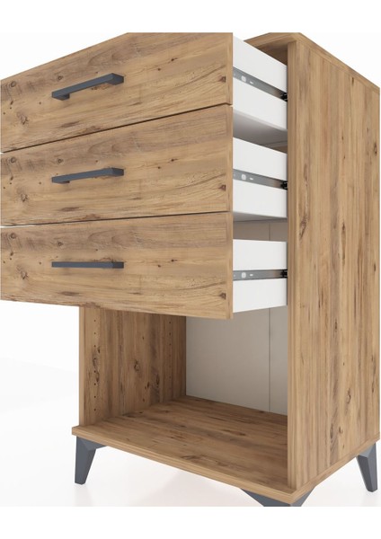 Hyperion Komodin 3 Çekmeceli 60X44X96 Çam-Çam indirimleri