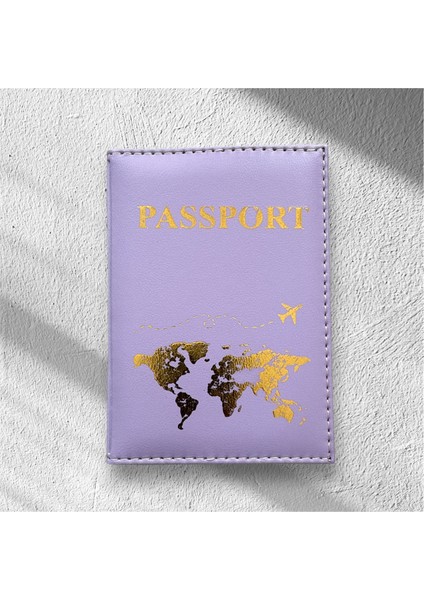 Mor Pasaport Cüzdan Ruhsat Seyahat Deri Kılıfı