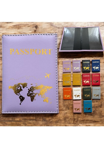 Mor Pasaport Cüzdan Ruhsat Seyahat Deri Kılıfı modelleri
