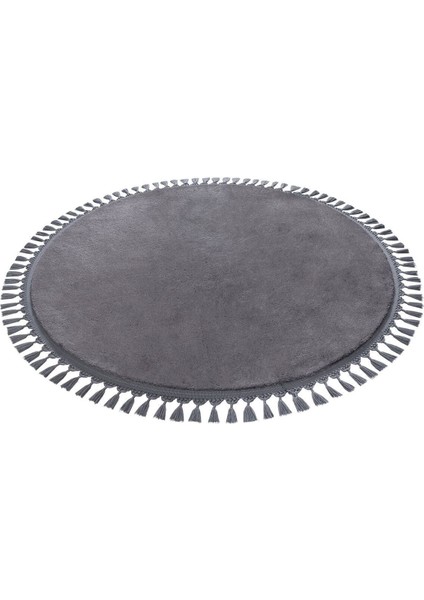 Yumuşak Peluş Antrasit Yuvarlak Saçaklı Yolluk Halı fiyatları
