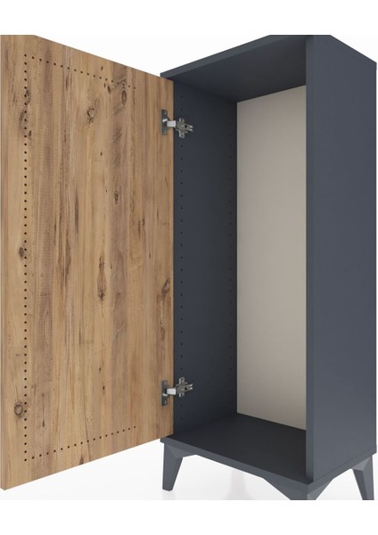 Arges Komodin Tek Kapaklı 44X30X106 Antrasit-Çam indirimleri