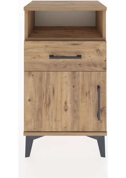 Arges Komodin 2 Raflı Tek Çekmeceli Tek Kapaklı 44X30X80 Çam-Çam