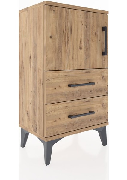 Arges Komodin 2 Raflı Tek Çekmeceli Tek Kapaklı 44X30X80 Çam-Çam fırsatları