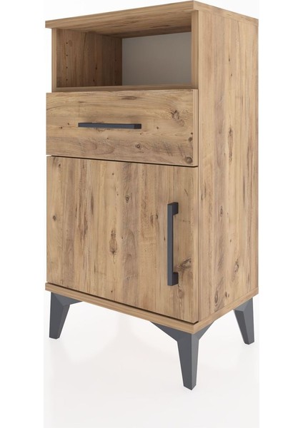 Arges Komodin 2 Raflı Tek Çekmeceli Tek Kapaklı 44X30X80 Çam-Çam indirimleri