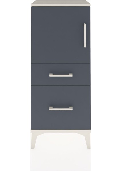 Arges Komodin 2 Raflı 2 Çekmeceli Tek Kapaklı 44X30X106 Aytaşı-Antrasit