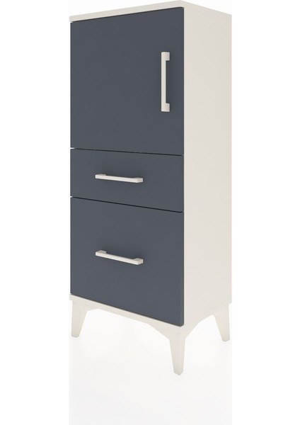 Arges Komodin 2 Raflı 2 Çekmeceli Tek Kapaklı 44X30X106 Aytaşı-Antrasit modelleri