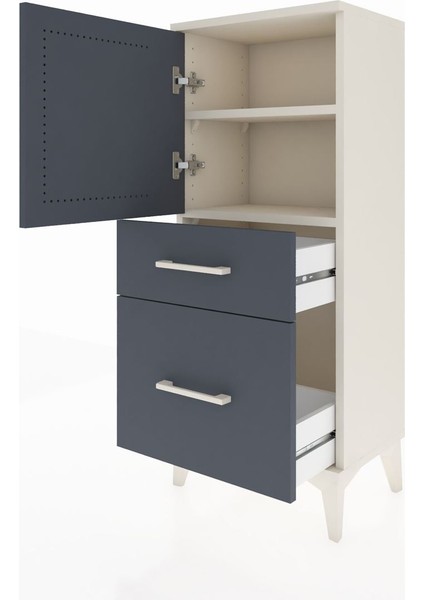 Arges Komodin 2 Raflı 2 Çekmeceli Tek Kapaklı 44X30X106 Aytaşı-Antrasit fırsatları