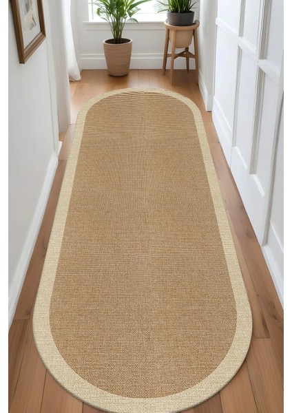 Renkli, Kaymaz, Yıkanabilir Modern Hasır Görünümlü Mutfak ve Salon Halısı