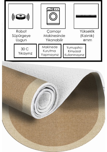 Renkli, Kaymaz, Yıkanabilir Modern Hasır Görünümlü Mutfak ve Salon Halısı