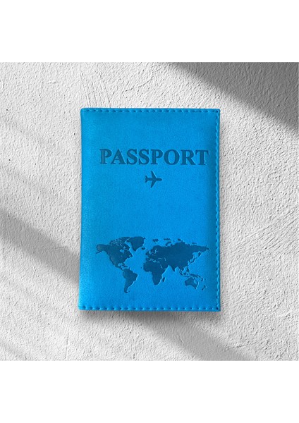 Mavi Pasaport Cüzdan Ruhsat Seyahat Deri Kılıfı