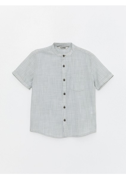 Yeni Sezon Hakim Yaka Çizgili Kısa Kollu Erkek Çocuk Gömlek