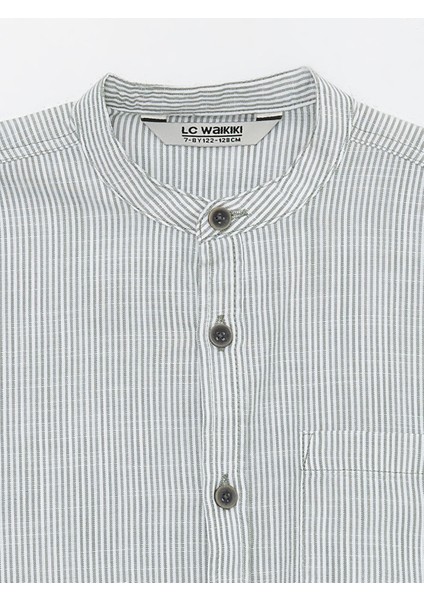 Yeni Sezon Hakim Yaka Çizgili Kısa Kollu Erkek Çocuk Gömlek modelleri