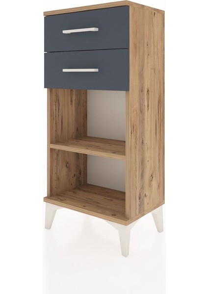 Arges Komodin Tek Raflı 2 Çekmeceli 44X30X96 Çam-Antrasit modelleri