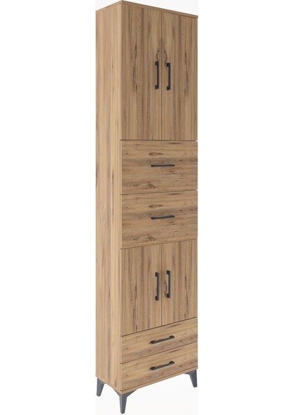 Arges Dolap 5 Raflı 4 Çekmeceli 4 Kapaklı 60X30X243 Çam-Çam fiyatları