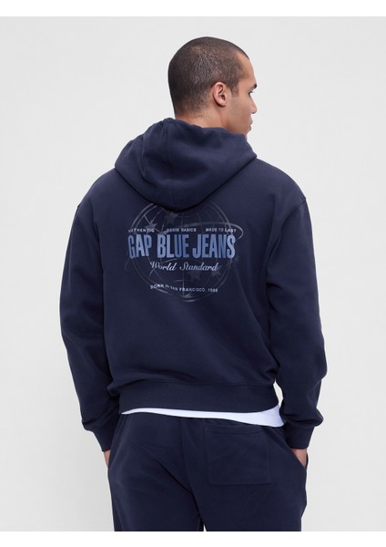 Erkek Lacivert Vintagesoft Gap Logo Fermuarlı Sweatshirt fırsatları