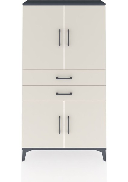 Arges Dolap 3 Raflı 2 Çekmeceli 4 Kapaklı 88X30X163 Antrasit-Aytaşı