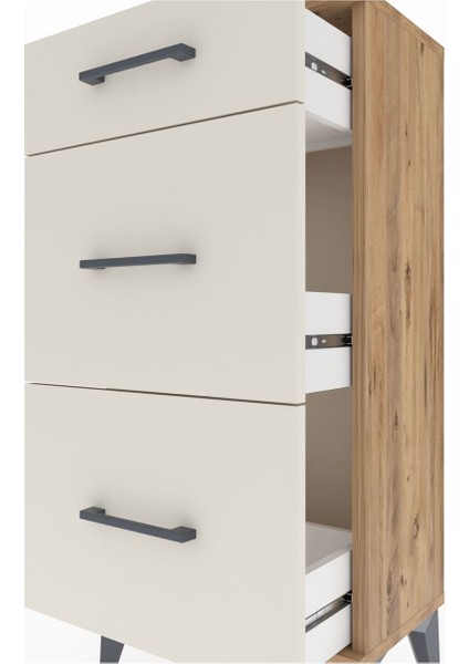 Arges Komodin 3 Çekmeceli 44X30X96 Çam-Aytaşı indirimleri