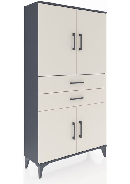 Arges Dolap 3 Raflı 2 Çekmeceli 4 Kapaklı 88X30X163 Antrasit-Aytaşı fiyatları