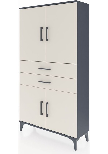 Arges Dolap 3 Raflı 2 Çekmeceli 4 Kapaklı 88X30X163 Antrasit-Aytaşı modelleri