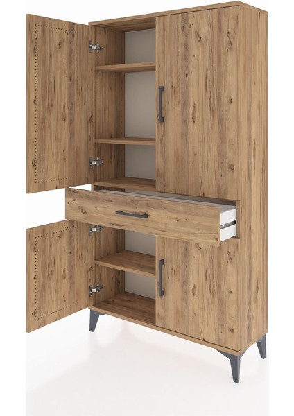 Arges Dolap 4 Raflı Tek Çekmeceli 4 Kapaklı 88X30X163 Çam-Çam fırsatları