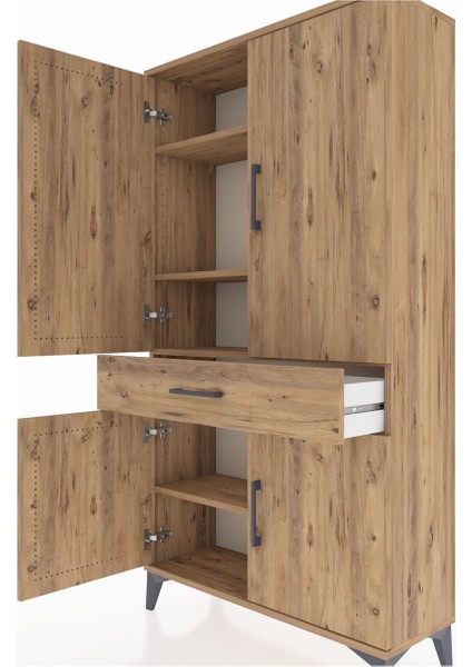 Arges Dolap 4 Raflı Tek Çekmeceli 4 Kapaklı 88X30X163 Çam-Çam indirimleri