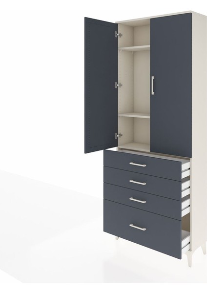 Arges Dolap 3 Raflı 4 Çekmeceli 2 Kapaklı 88X30X221 Aytaşı-Antrasit fırsatları