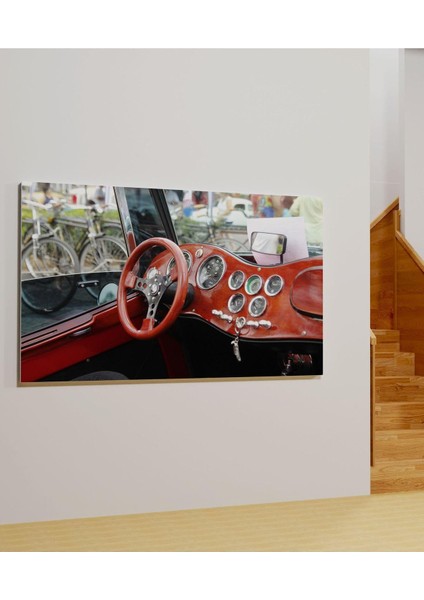 Kanvas Tablo Kırmızı Klasik Araba Iç Görseli Dekoratif Kanvas Tablo 70 x 100