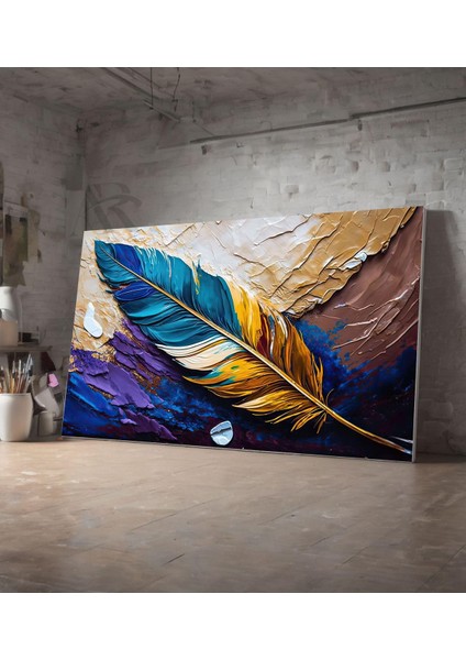 Kanvas Tablo Renklerin Tüyü Yağlı Boyaa Görünümlü Dekoratif Kanvas Tablo 70 x 100