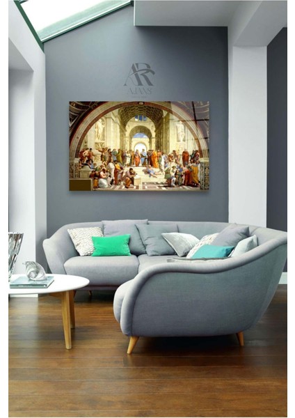 Kanvas Tablo Raphael Atina Okulu Dekoratif Cam Tablo 50 x 70