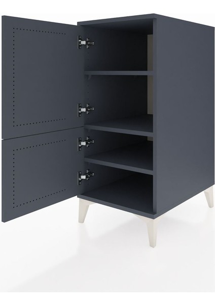 Kronos Komodin 3 Raflı 2 Kapaklı 44X59X96 Antrasit-Antrasit fırsatları