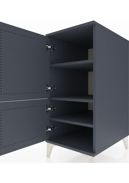 Kronos Komodin 3 Raflı 2 Kapaklı 44X59X96 Antrasit-Antrasit indirimleri