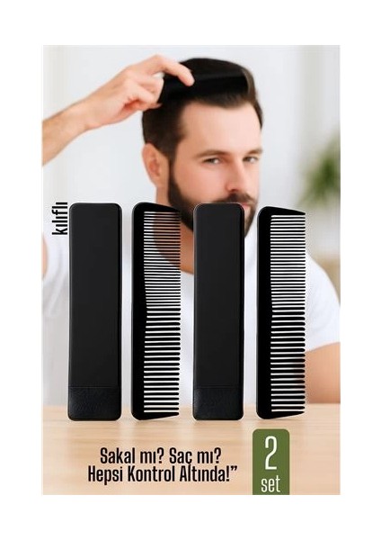 Bfs 2 Li Kılıflı Cep Tarağı – 14 x 3 cm | Kompakt, Şık ve Taşınabilir Erkek Bakım Tara�