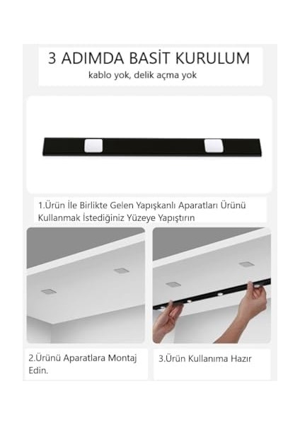40CM Duyarlı LED Insan Vücudu Sensörlü USB Sarj Taşınabilir Kablosuz Mutfak Dolabı Merdiven LED Cabinet Gece Lambası (1 Adet 40CM) modelleri