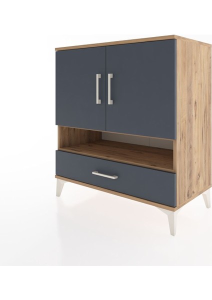 Hyperion Şifonyer 3 Raflı Tek Çekmeceli 2 Kapaklı 88X44X96 Çam-Antrasit modelleri