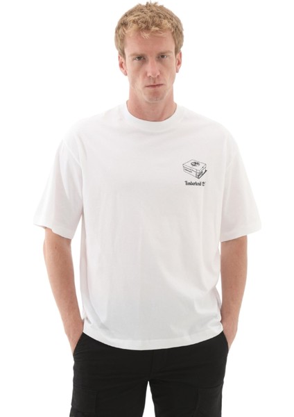 TB0A6KY31001 Timberland &AMP;#039;MY BOOTS&AMP;#039;&AMP;#039; Short Sleeve Tee Erkek T-Shirt Beyaz