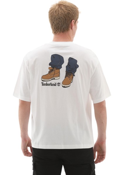 TB0A6KY31001 Timberland &AMP;#039;MY BOOTS&AMP;#039;&AMP;#039; Short Sleeve Tee Erkek T-Shirt Beyaz fırsatları