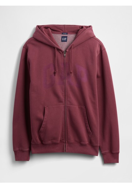 Erkek Bordo Vintagesoft Arch Gap Logo Tam Fermuarlı Sweatshirt modelleri