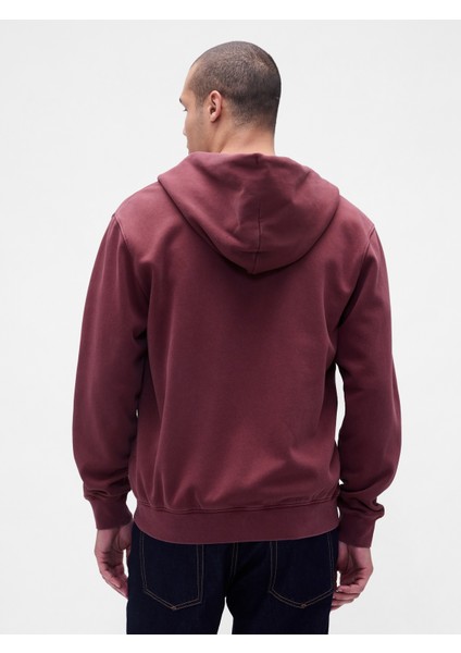 Erkek Bordo Vintagesoft Arch Gap Logo Tam Fermuarlı Sweatshirt indirimleri