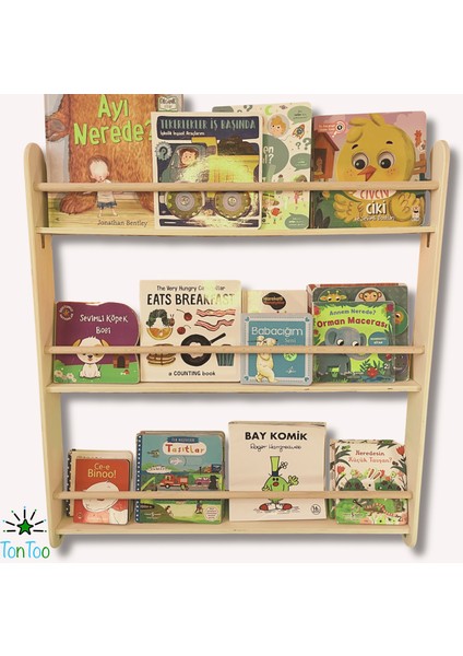 Ahşap Montessori Kavelalı Çocuk Kitaplığı Ergonomik Kontrplak Kitap Rafı Çocuk Odası Düzenleyici