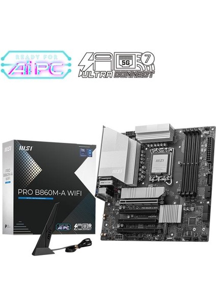 Msı Pro B860M-A Wıfı Ddr5 8800MT/S 1xhdmı 1xdp 3xm.2 Matx 1851P (Intel Ultra Processors Serıes2)