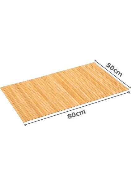 Doğal Bambu Kaydırmaz Banyo Matı, 80X50 Cm, Bej Renkli, Kaymaz Taban fırsatları