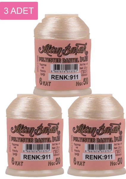 3 Adet Altınbaşak Oya ve Dantel Ipi 20 gr - Royaleks - No: 911