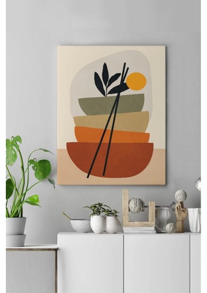 Kanvas Tablo Bohem Turunçgiller Saksı Görünümlü Dekoratif Soyut Kanvas Tablo 40 x 60