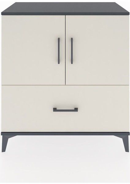 Hyperion Şifonyer 3 Raflı Tek Çekmeceli 2 Kapaklı 88X44X96 Antrasit-Aytaşı