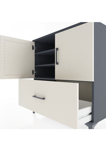 Hyperion Şifonyer 3 Raflı Tek Çekmeceli 2 Kapaklı 88X44X96 Antrasit-Aytaşı indirimleri