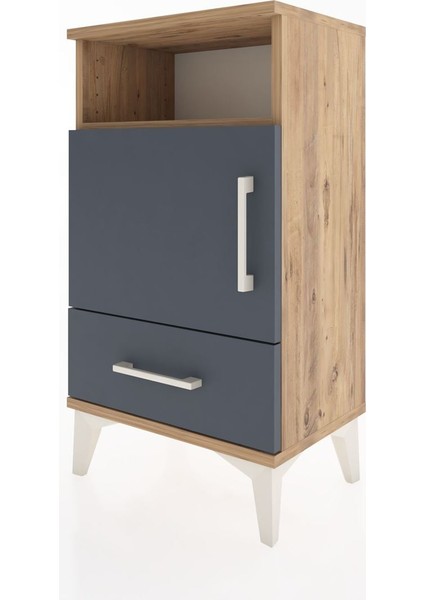 Arges Komodin 3 Raflı Tek Kapaklı 44X30X80 Çam-Antrasit indirimleri