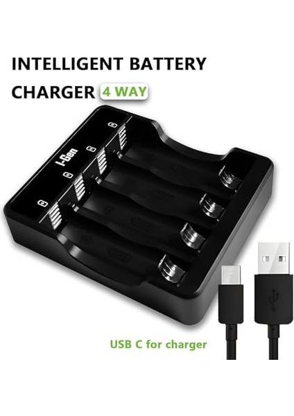 G400 4&apos;lü Pil Şarj Aleti Aa/aaa Uyumlu Type-C Giriş Akıllı Hızlı Pil Şarj Cihazı fiyatları